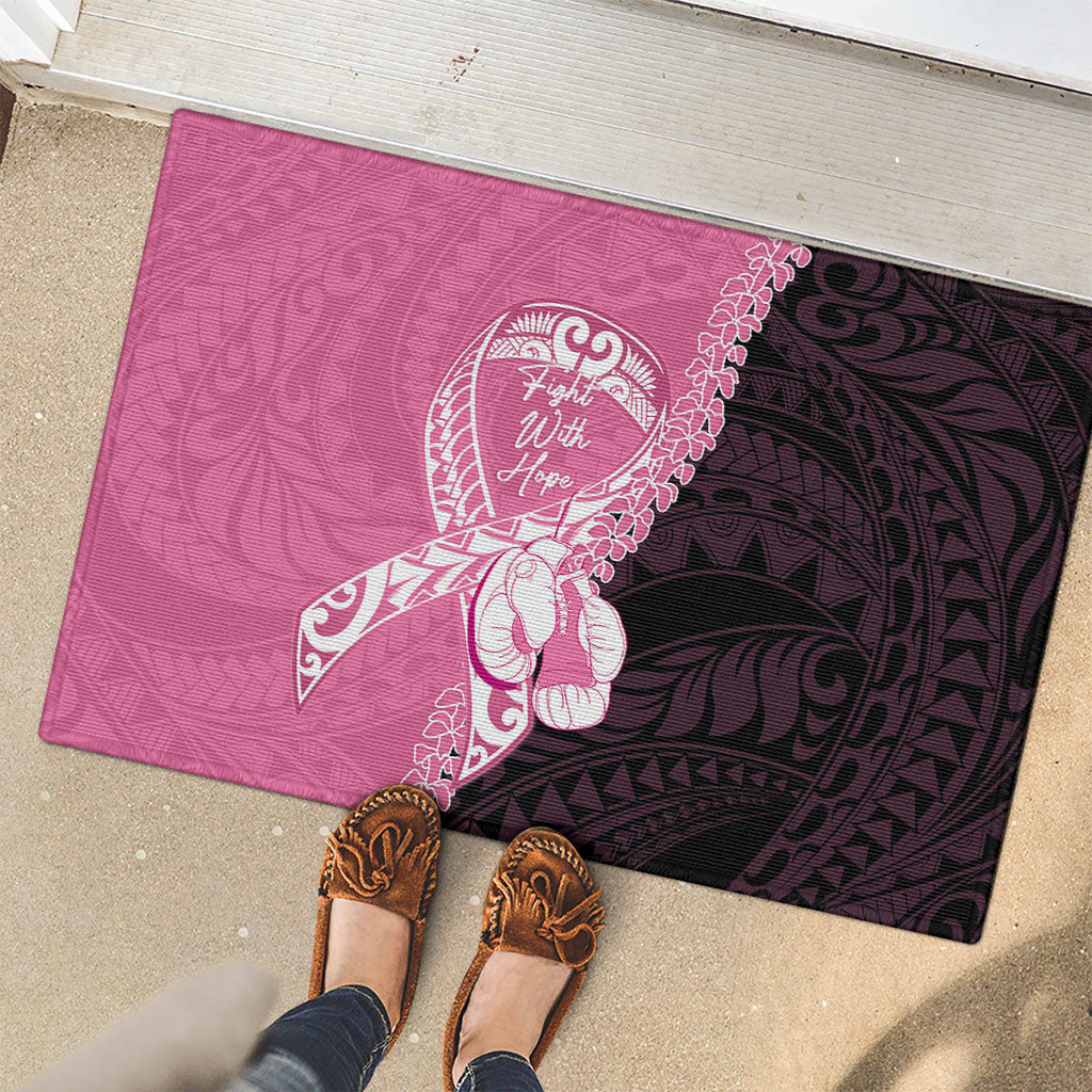 Polynesia Breast Cancer Awareness Rubber Doormat Fight With Hope Pink Ribbon Boxing Gloves
