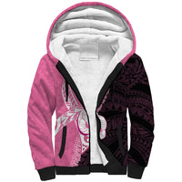 Personalised Polynesia Breast Cancer Awareness Sherpa Hoodie Fight With Hope Pink Ribbon Boxing Gloves