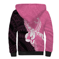 Personalised Polynesia Breast Cancer Awareness Sherpa Hoodie Fight With Hope Pink Ribbon Boxing Gloves
