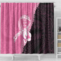 Polynesia Breast Cancer Awareness Shower Curtain Fight With Hope Pink Ribbon Boxing Gloves