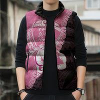 Personalised Polynesia Breast Cancer Awareness Sleeveless Puffer Jacket Fight With Hope Pink Ribbon Boxing Gloves