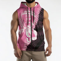 Personalised Polynesia Breast Cancer Awareness Sleeveless Zip Hoodie Fight With Hope Pink Ribbon Boxing Gloves