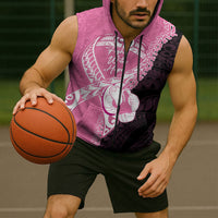 Personalised Polynesia Breast Cancer Awareness Sleeveless Zip Hoodie Fight With Hope Pink Ribbon Boxing Gloves
