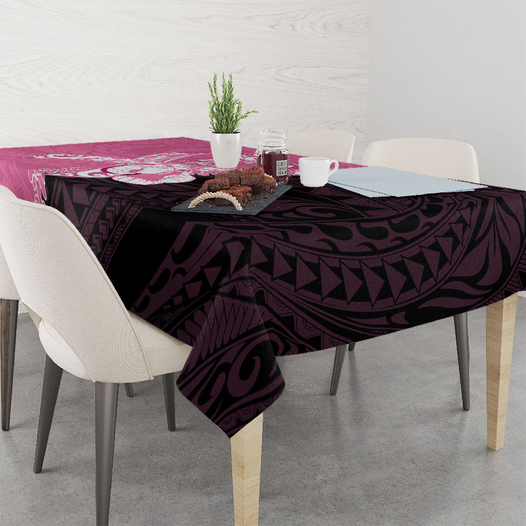 Polynesia Breast Cancer Awareness Tablecloth Fight With Hope Pink Ribbon Boxing Gloves