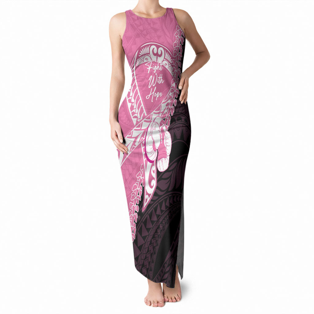 Personalised Polynesia Breast Cancer Awareness Tank Maxi Dress Fight With Hope Pink Ribbon Boxing Gloves