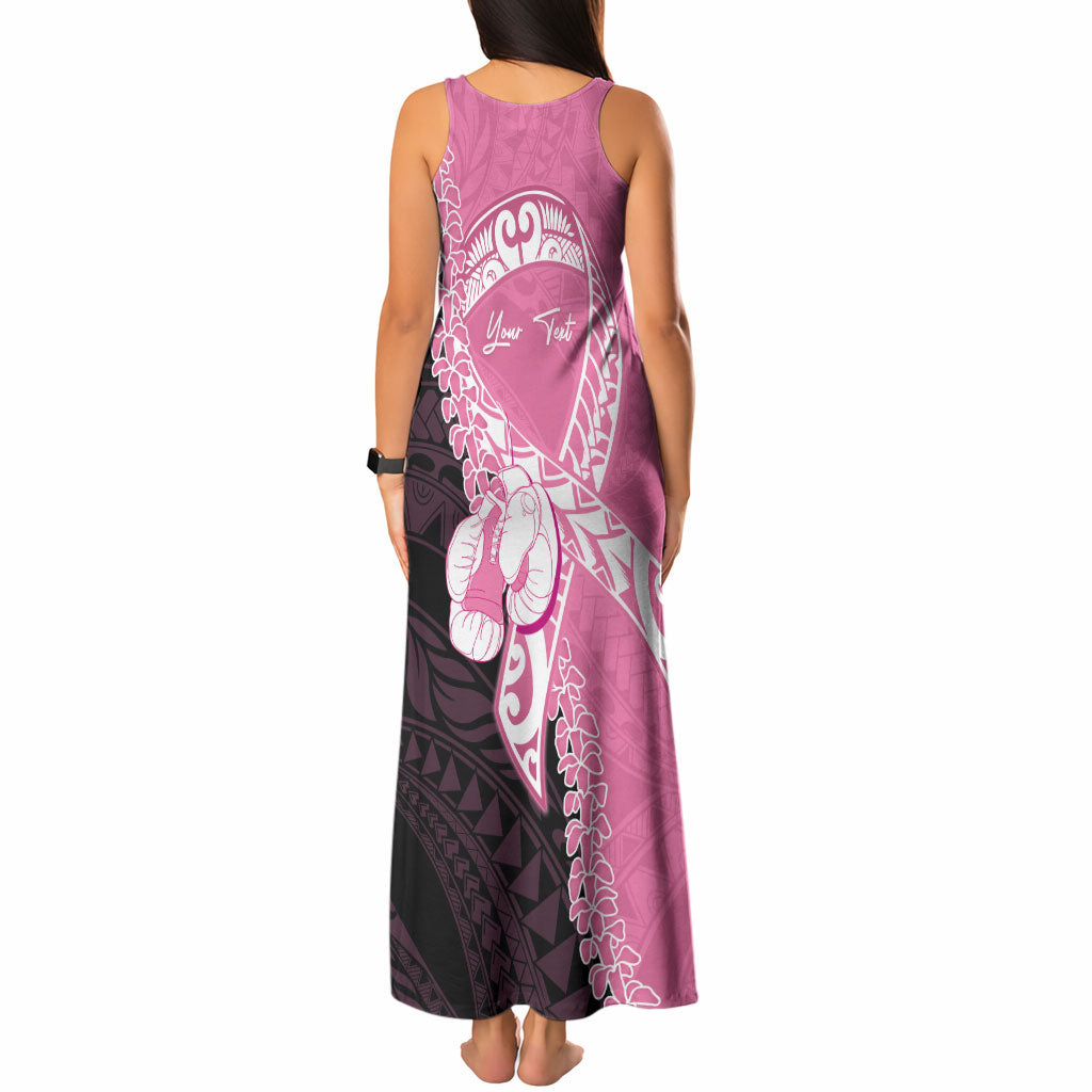 Personalised Polynesia Breast Cancer Awareness Tank Maxi Dress Fight With Hope Pink Ribbon Boxing Gloves