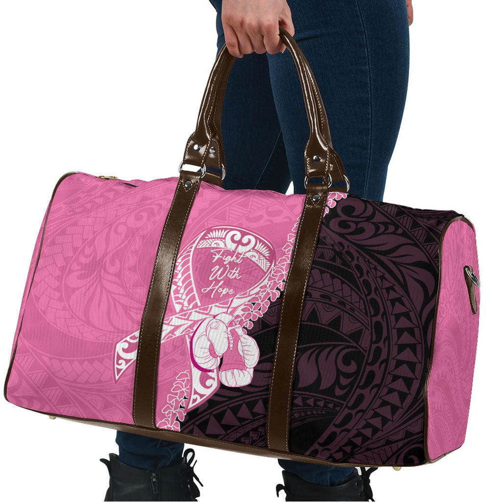 Polynesia Breast Cancer Awareness Travel Bag Fight With Hope Pink Ribbon Boxing Gloves