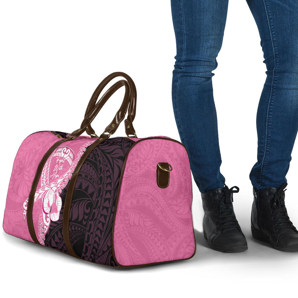 Polynesia Breast Cancer Awareness Travel Bag Fight With Hope Pink Ribbon Boxing Gloves