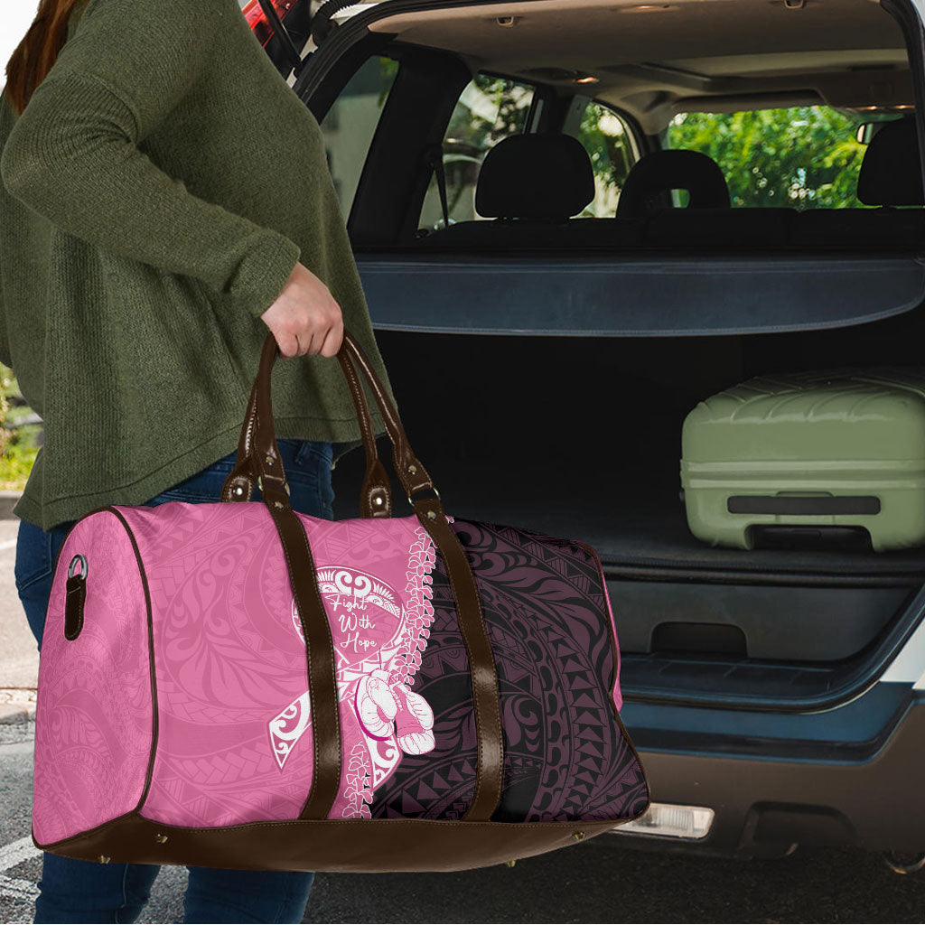 Polynesia Breast Cancer Awareness Travel Bag Fight With Hope Pink Ribbon Boxing Gloves