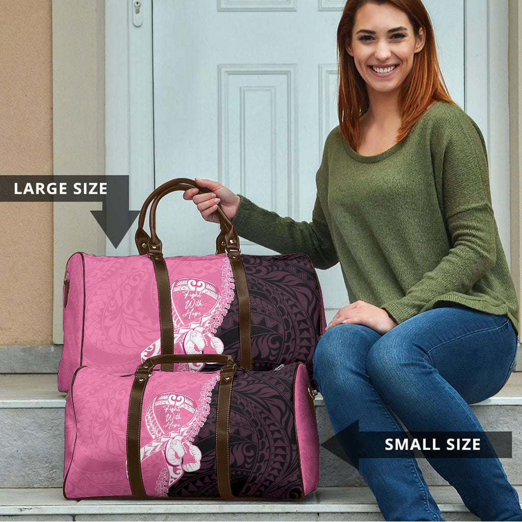 Polynesia Breast Cancer Awareness Travel Bag Fight With Hope Pink Ribbon Boxing Gloves
