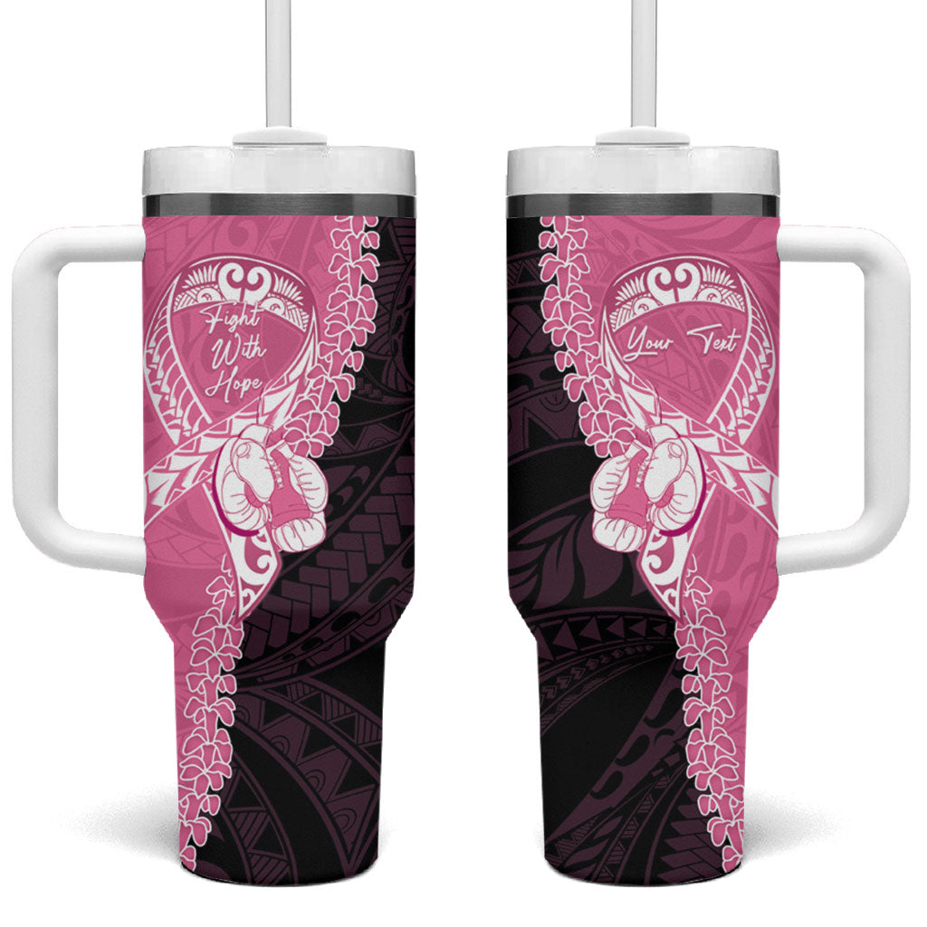 Personalised Polynesia Breast Cancer Awareness Tumbler With Handle Fight With Hope Pink Ribbon Boxing Gloves