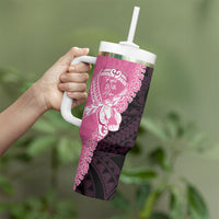 Personalised Polynesia Breast Cancer Awareness Tumbler With Handle Fight With Hope Pink Ribbon Boxing Gloves