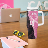 Personalised Polynesia Breast Cancer Awareness Tumbler With Handle Fight With Hope Pink Ribbon Boxing Gloves
