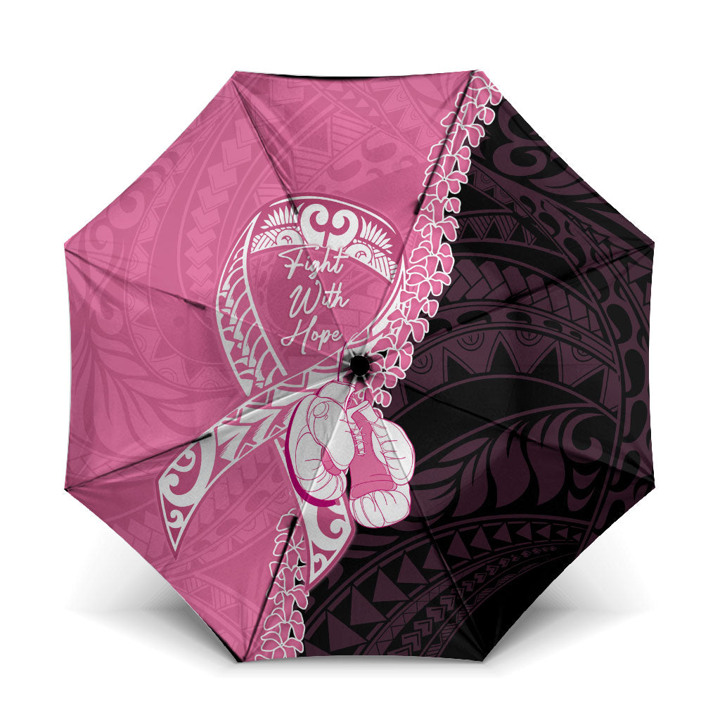 Polynesia Breast Cancer Awareness Umbrella Fight With Hope Pink Ribbon Boxing Gloves