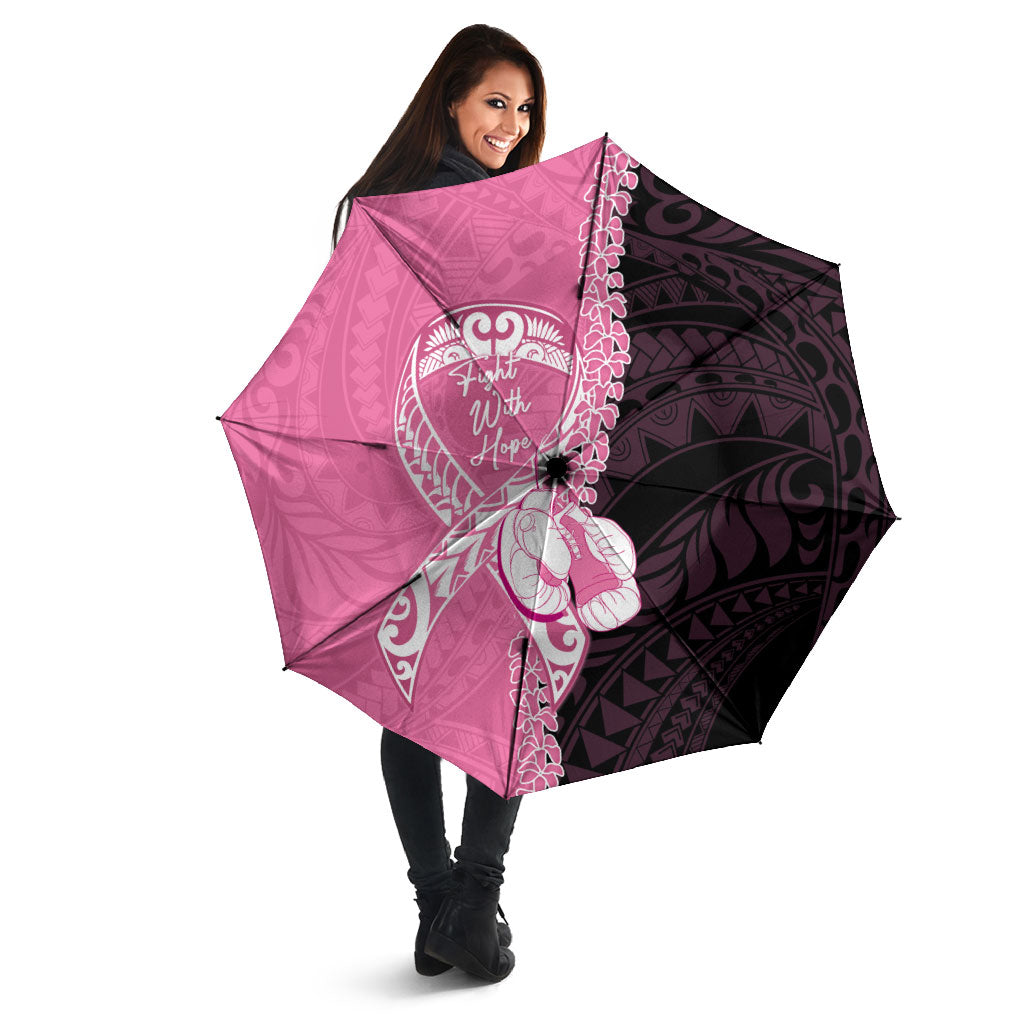 Polynesia Breast Cancer Awareness Umbrella Fight With Hope Pink Ribbon Boxing Gloves