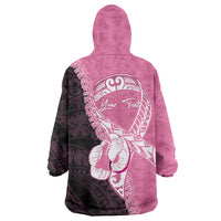 Personalised Polynesia Breast Cancer Awareness Wearable Blanket Hoodie Fight With Hope Pink Ribbon Boxing Gloves