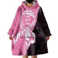 Personalised Polynesia Breast Cancer Awareness Wearable Blanket Hoodie Fight With Hope Pink Ribbon Boxing Gloves