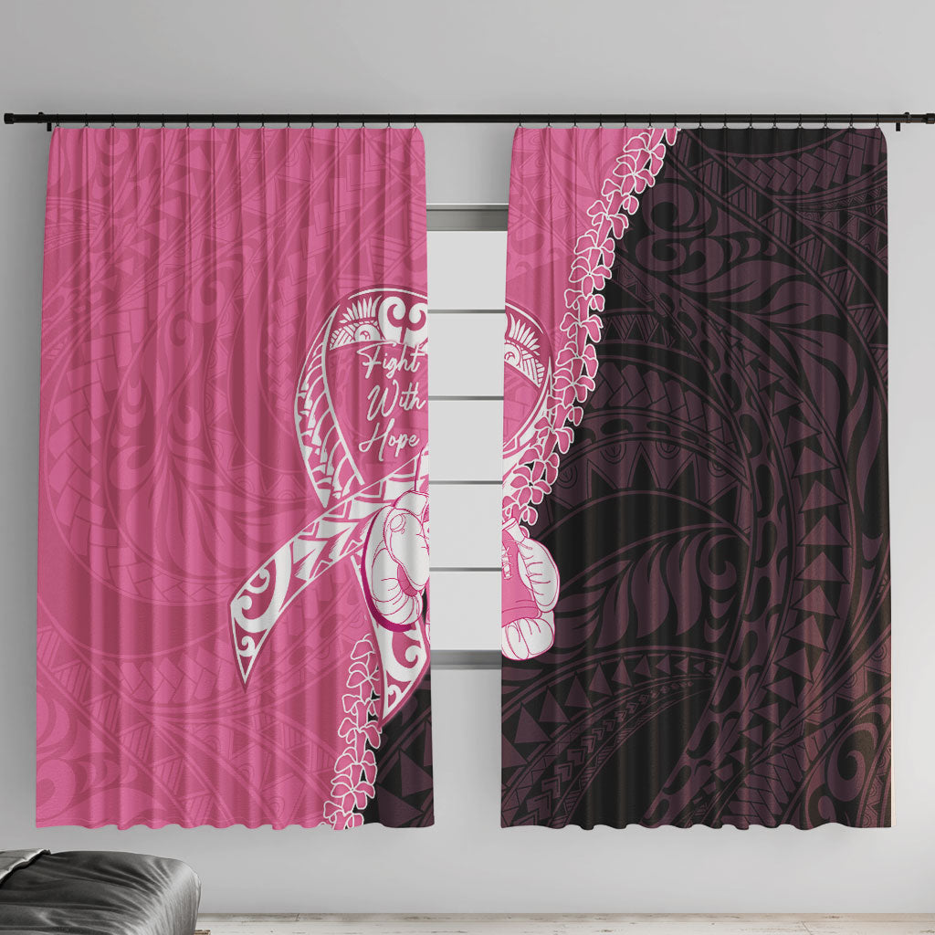 Polynesia Breast Cancer Awareness Window Curtain Fight With Hope Pink Ribbon Boxing Gloves