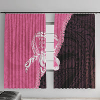 Polynesia Breast Cancer Awareness Window Curtain Fight With Hope Pink Ribbon Boxing Gloves