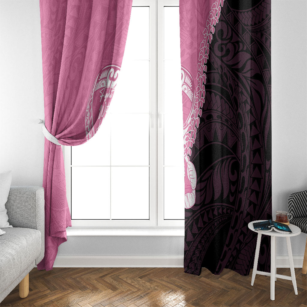 Polynesia Breast Cancer Awareness Window Curtain Fight With Hope Pink Ribbon Boxing Gloves