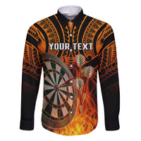 Personalised Polynesian Darts Family Matching Summer Maxi Dress and Hawaiian Shirt Fire Burning With Tribal Tattoo LT14 Son's Shirt Orange - Polynesian Pride