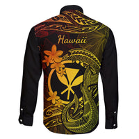 Hawaii Family Matching Off Shoulder Maxi Dress and Hawaiian Shirt Fish Hook Tattoo Mix Polynesian Plumeria Reggae Version LT14 - Polynesian Pride