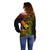 Hawaii Off Shoulder Sweater Fish Hook Tattoo Mix Polynesian Plumeria Reggae Version LT14 - Polynesian Pride