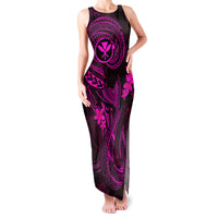 Hawaii Family Matching Tank Maxi Dress and Hawaiian Shirt Fish Hook Tattoo Mix Polynesian Plumeria Pink Version LT14 Mom's Dress Pink - Polynesian Pride