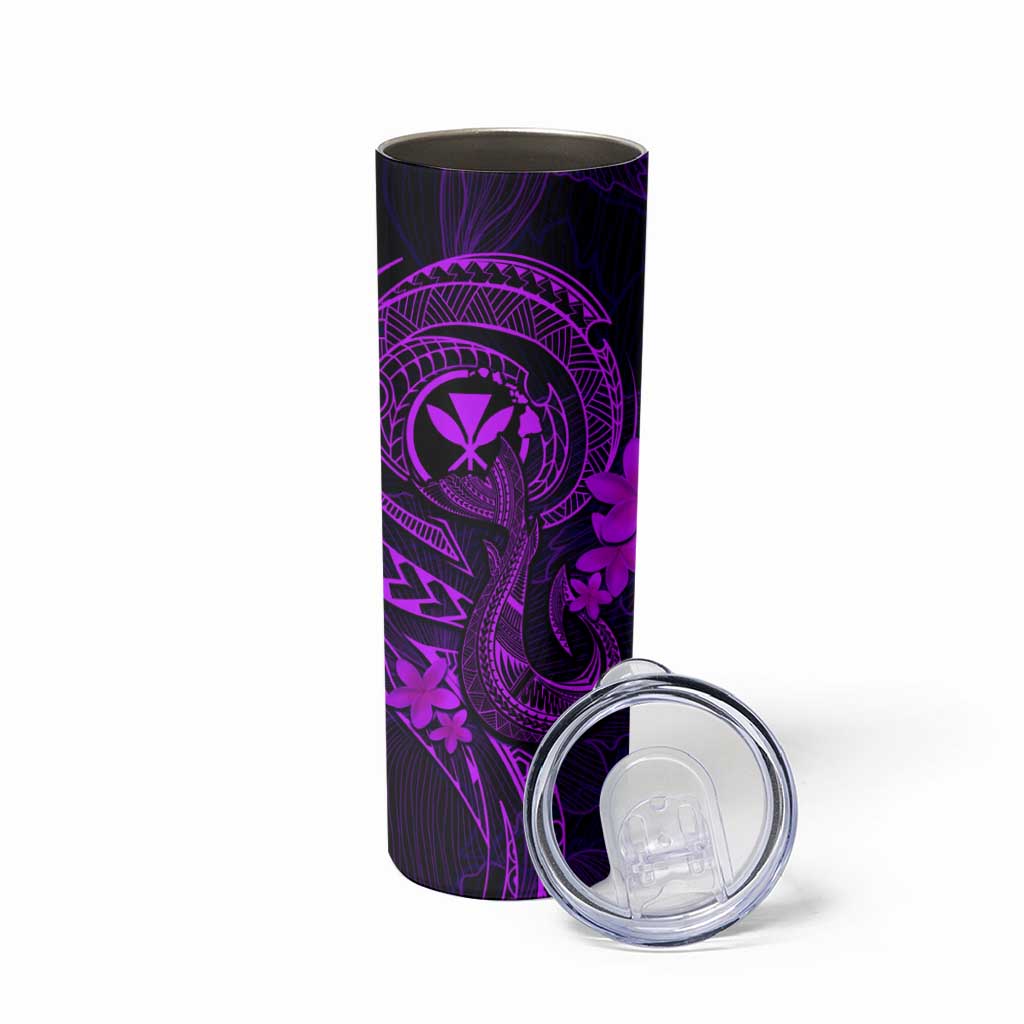 Hawaii Skinny Tumbler Fish Hook Tattoo Mix Polynesian Plumeria Purple Version