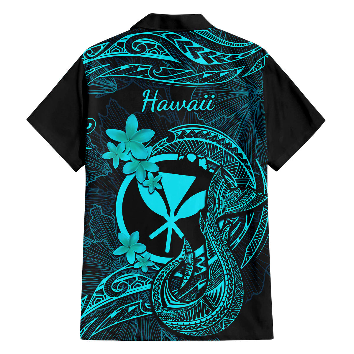 Hawaii Family Matching Summer Maxi Dress and Hawaiian Shirt Fish Hook Tattoo Mix Polynesian Plumeria Turquoise Version LT14 - Polynesian Pride