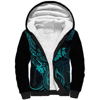Hawaii Sherpa Hoodie Fish Hook Tattoo Mix Polynesian Plumeria Turquoise Version LT14 Unisex Turquoise - Polynesian Pride