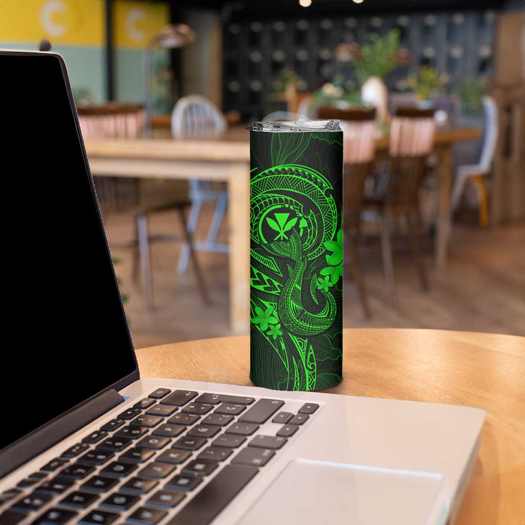 Hawaii Skinny Tumbler Fish Hook Tattoo Mix Polynesian Plumeria Green Version