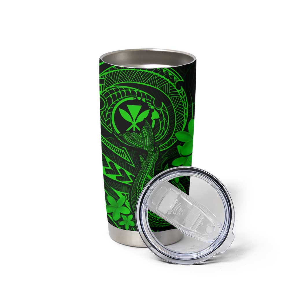 Hawaii Tumbler Cup Fish Hook Tattoo Mix Polynesian Plumeria Green Version