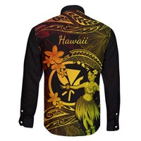 Hawaii Family Matching Off Shoulder Long Sleeve Dress and Hawaiian Shirt Hula Girl Mix Polynesian Plumeria Reggae Version LT14 - Polynesian Pride