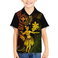Hawaii Family Matching Off Shoulder Long Sleeve Dress and Hawaiian Shirt Hula Girl Mix Polynesian Plumeria Reggae Version LT14 Son's Shirt Reggae - Polynesian Pride