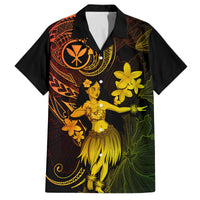 Hawaii Family Matching Off Shoulder Short Dress and Hawaiian Shirt Hula Girl Mix Polynesian Plumeria Reggae Version LT14 Dad's Shirt - Short Sleeve Reggae - Polynesian Pride