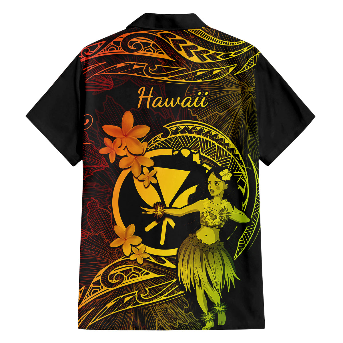 Hawaii Family Matching Off Shoulder Short Dress and Hawaiian Shirt Hula Girl Mix Polynesian Plumeria Reggae Version LT14 - Polynesian Pride
