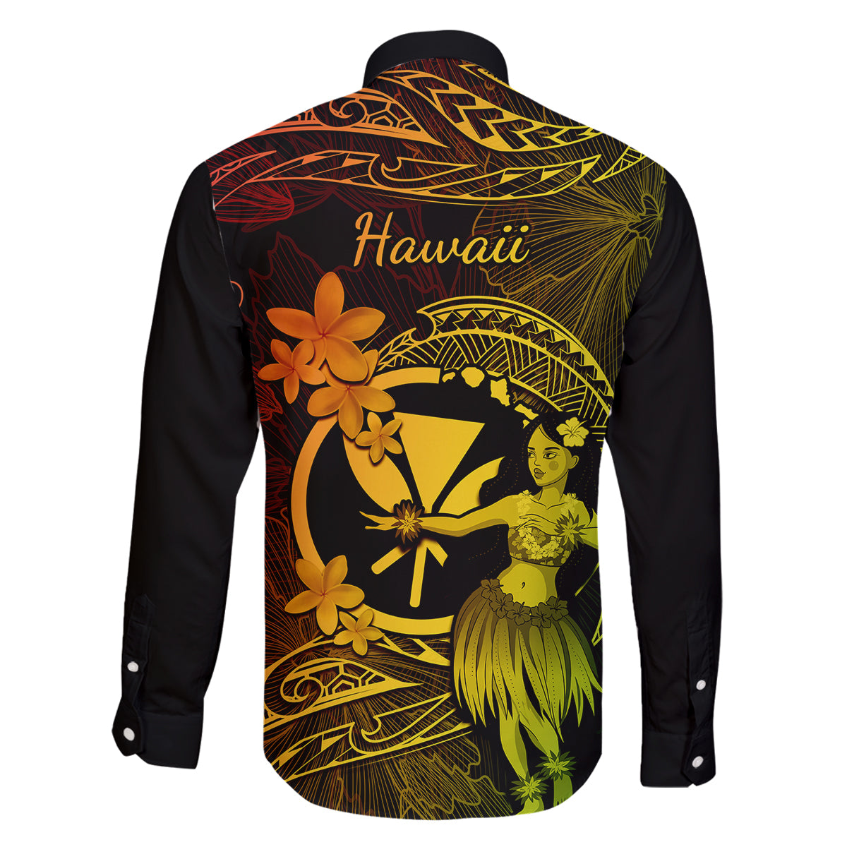 Hawaii Family Matching Off Shoulder Short Dress and Hawaiian Shirt Hula Girl Mix Polynesian Plumeria Reggae Version LT14 - Polynesian Pride