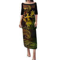 Hawaii Family Matching Puletasi Dress and Hawaiian Shirt Hula Girl Mix Polynesian Plumeria Reggae Version LT14 Mom's Dress Reggae - Polynesian Pride