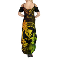 Hawaii Family Matching Summer Maxi Dress and Hawaiian Shirt Hula Girl Mix Polynesian Plumeria Reggae Version LT14 - Polynesian Pride
