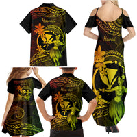 Hawaii Family Matching Summer Maxi Dress and Hawaiian Shirt Hula Girl Mix Polynesian Plumeria Reggae Version LT14 - Polynesian Pride