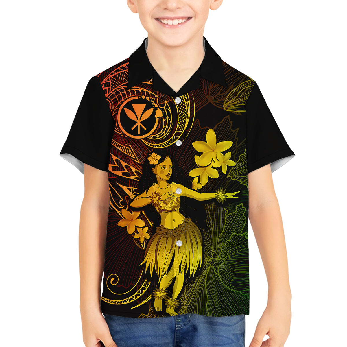 Hawaii Family Matching Tank Maxi Dress and Hawaiian Shirt Hula Girl Mix Polynesian Plumeria Reggae Version LT14 Son's Shirt Reggae - Polynesian Pride