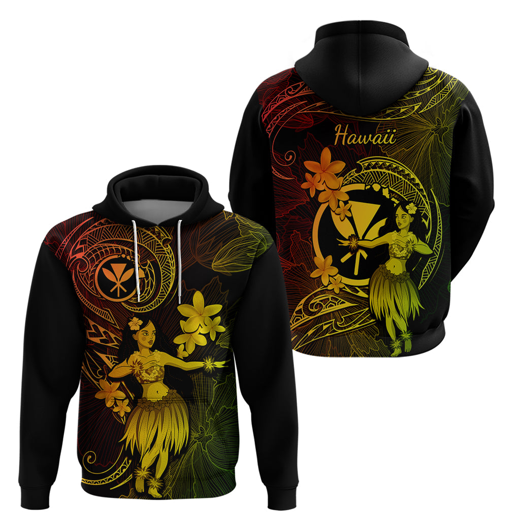 Hawaii Hoodie Hula Girl Mix Polynesian Plumeria Reggae Version LT14 - Polynesian Pride