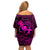 Hawaii Family Matching Off Shoulder Short Dress and Hawaiian Shirt Hula Girl Mix Polynesian Plumeria Pink Version LT14 - Polynesian Pride