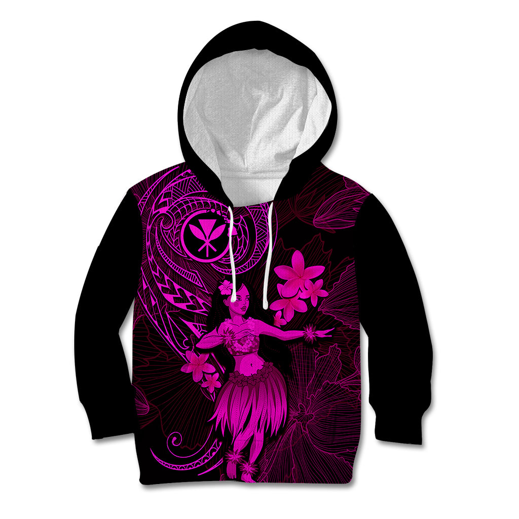 Hawaii Kid Hoodie Hula Girl Mix Polynesian Plumeria Pink Version LT14 Pink - Polynesian Pride