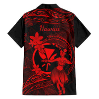 Hawaii Family Matching Short Sleeve Bodycon Dress and Hawaiian Shirt Hula Girl Mix Polynesian Plumeria Red Version LT14 - Polynesian Pride