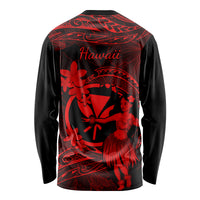 Hawaii Long Sleeve Shirt Hula Girl Mix Polynesian Plumeria Red Version LT14 - Polynesian Pride