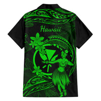 Hawaii Family Matching Off Shoulder Maxi Dress and Hawaiian Shirt Hula Girl Mix Polynesian Plumeria Green Version LT14 - Polynesian Pride