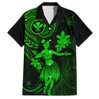 Hawaii Family Matching Off Shoulder Short Dress and Hawaiian Shirt Hula Girl Mix Polynesian Plumeria Green Version LT14 Dad's Shirt - Short Sleeve Green - Polynesian Pride