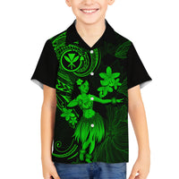 Hawaii Kid Hawaiian Shirt Hula Girl Mix Polynesian Plumeria Green Version LT14 - Polynesian Pride